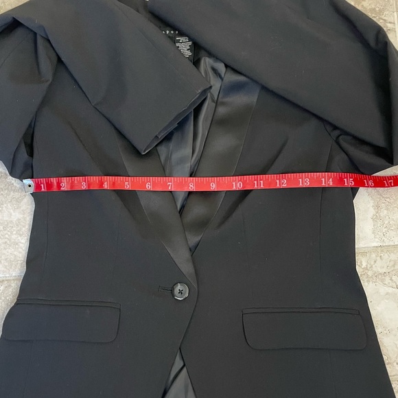 Apostrophe Deep Satin Lapel Fitted One Button Blazer Jacket | Black | Size 2 - Picture 7 of 7